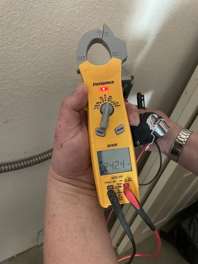 Voltage testing with clamp meter during Generator Installation in Sachse